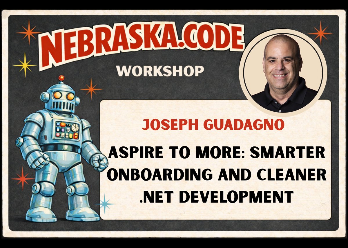 amegala's tweet image. @jguadagno has a Hands-On Full-Day Workshop July 22nd at Nebraska.Code().

Check out 'Aspire to More: Smarter Onboarding and Cleaner .NET Development' here: nebraskacode.amegala.com

#Frontend #Cloud #Microsoft #Aspire #DotNet #Toolkit #Aspire #TechWorkshop @MidlandUOnline