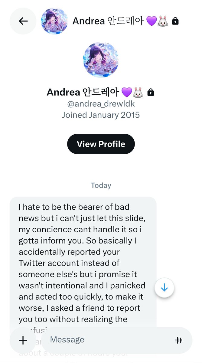 LandsQueen's tweet photo. I blocked this girl because her message was very strange. 
Has anyone else received such a strange message? https://t.co/BnzE92GT02