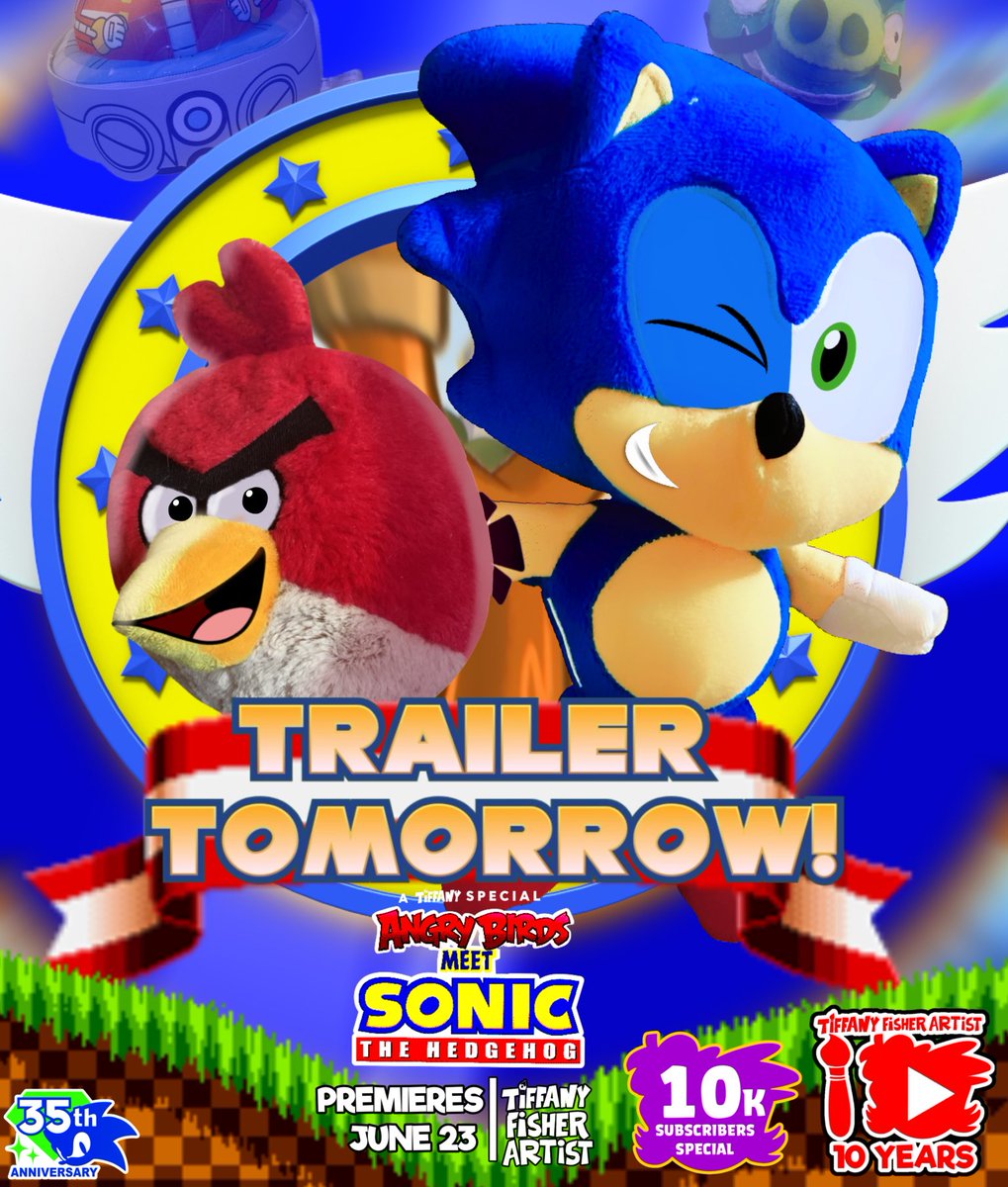 TiffanyFisherYT's tweet photo. TRAILER TOMORROW!

#AngryBirdsMeetSonicTheHedgehog #AngryBirds #SonicTheHedgehog #Plushimation #Sonic #SEGA #ROVIO #fanmade #YouTubeAnniversary #10thAnniversary #TiffanyFisherArtist https://t.co/3QYD0Sukli