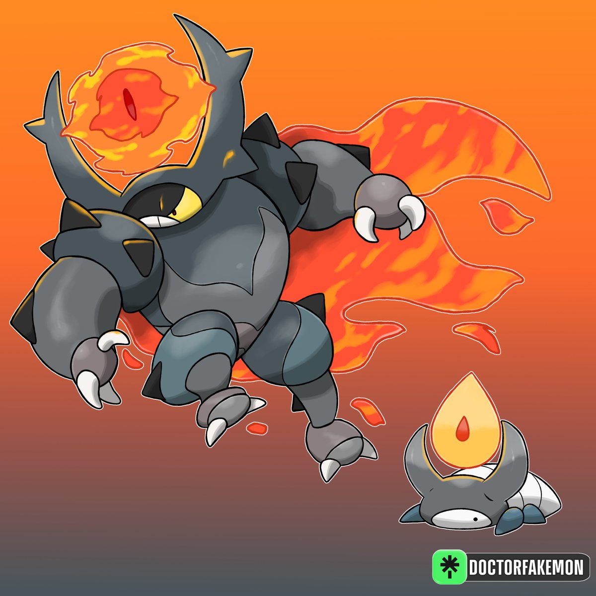 DoctorFakemon's tweet image. Sauron Fire Beetle 🔥👁️🪲  for adoption.

The living flame between the horns of this beetle is like a living eye that can see everything; it acts as a guardian of this sinister fire, possessing the ability to use its fiery powers.

#fakemon #pokemon #artwork