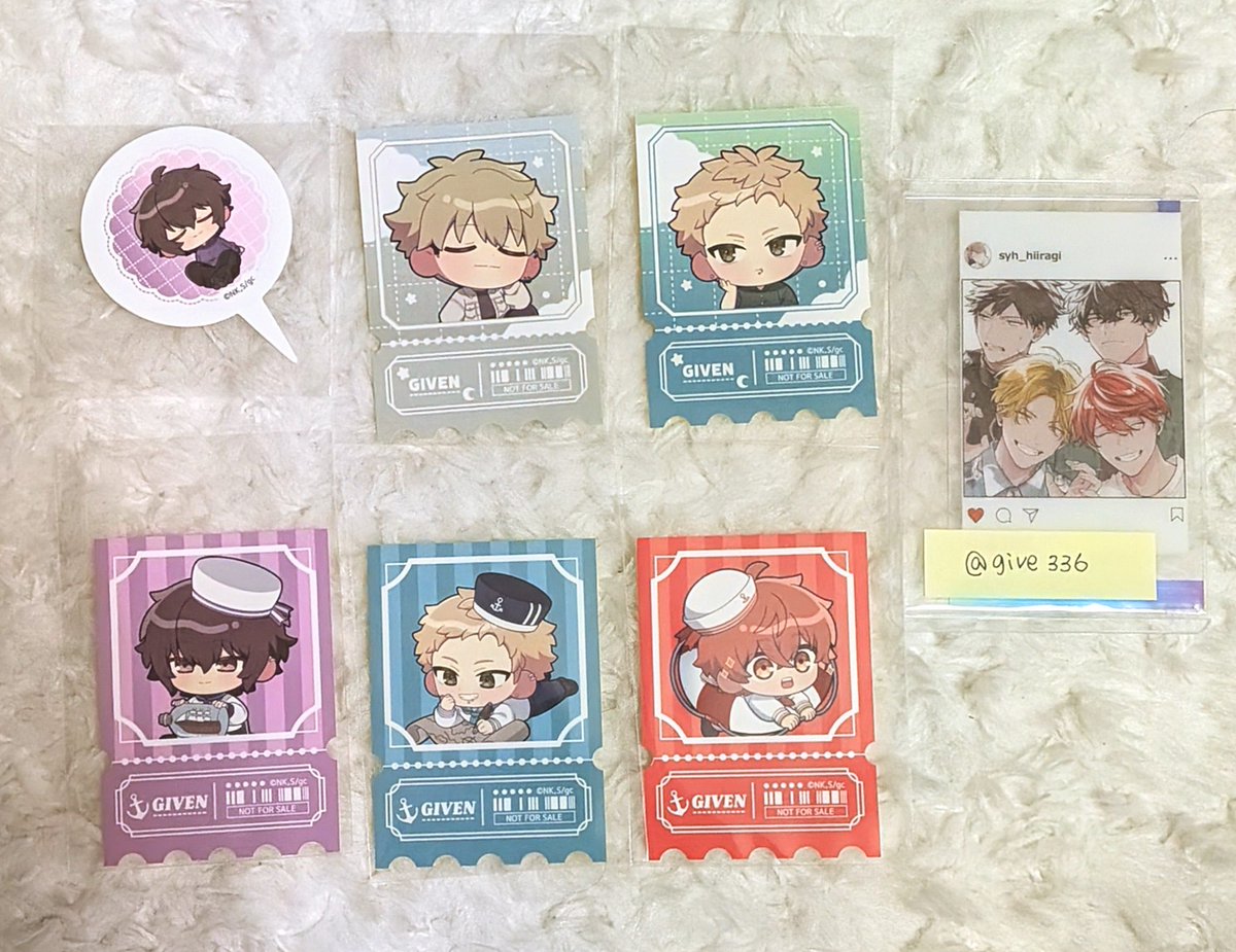 【交換】ギヴン スマイルベースカフェ スマべ 購入特典 ピック
★ピック
譲  雨月(うたたね)
求  立夏、真冬、柊(うたたね、水兵どちらでも可)

★購入特典
譲  (うたたね)由紀、秋彦
      (水兵)雨月、秋彦、真冬*
求  (うたたね)真冬、柊
       (水兵)立夏*、柊、由紀

↓ツリー続く