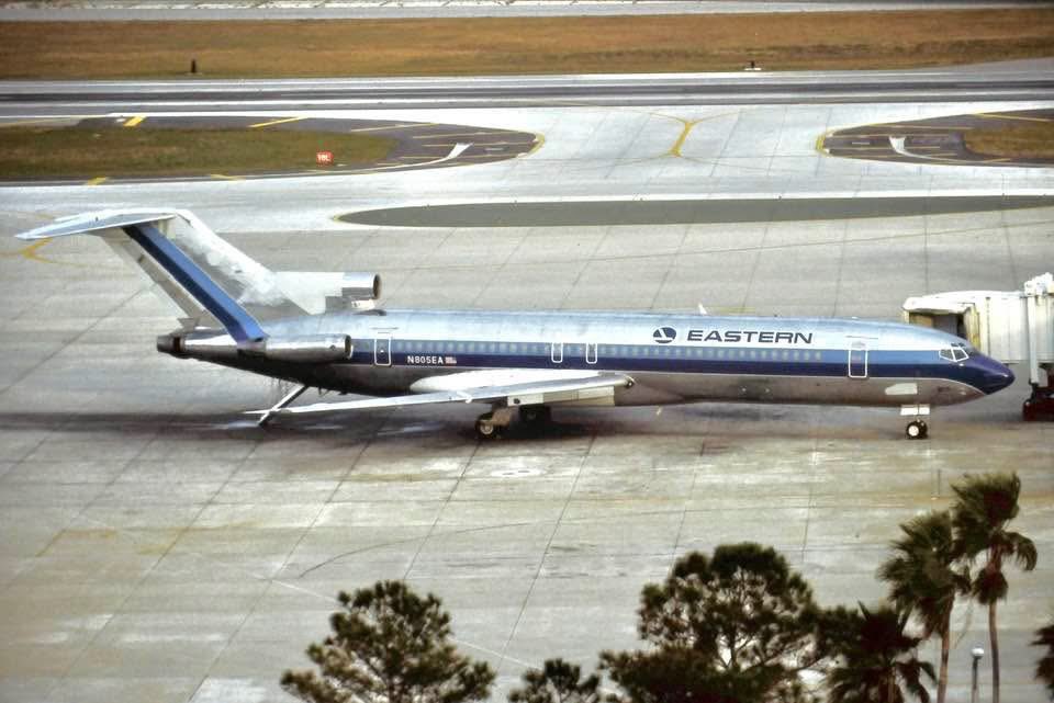 n194at's tweet image. Eastern Air Lines 
Boeing 727-225 N805EA
TPA/KTPA Tampa Intl Airport
Date: 1990 
Photo credit Peter Barford 
#AvGeek #Aviation #Airline #AvGeeks #Boeing #B727 #EasternAirlines #EAL #TPA #Tampa @FlyTPA 🇺🇸