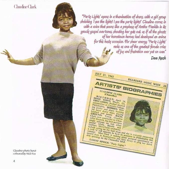 60sPsychJukebox's tweet image. April 26th 2026 Happy 85th Birthday Claudine Clark!!  R&amp;amp;B musician, best known as the singer and composer of the 1962 hit, "Party Lights", which reached No. 5 on the #Billboard Hot 100. She grew up in Philadelphia and received formal musical training at the local Coombs College.