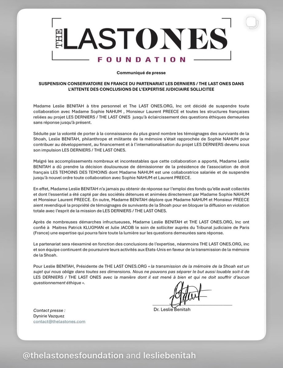 BenitahLeslie's tweet photo. « La transmission de la mémoire de la Shoah est un sujet qui nous oblige dans toutes ses dimensions. Nous ne pouvons pas séparer le but aussi louable soit-il de LES DERNIERS / THE LAST ONES avec la manière dont il est mené à bien et qui ne doit souffrir d'aucun questionnement éthique ».