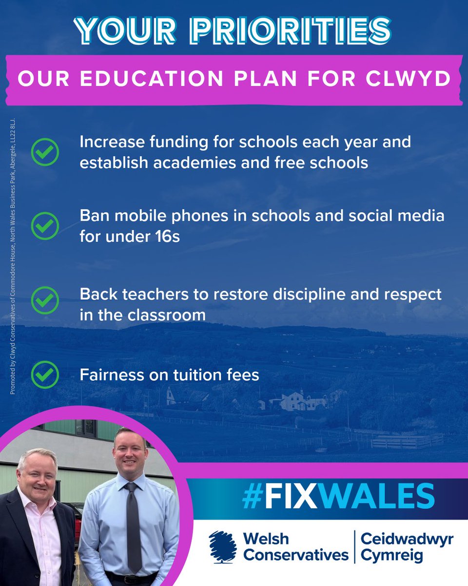 DarrenMillarMS's tweet image. 🎓 We need to invest in schools, restore discipline, and fix our education system.

🗳️ Vote @WelshConserv on the 7th May.

#VoteConservative
#FixWales
#GetWalesWorking
