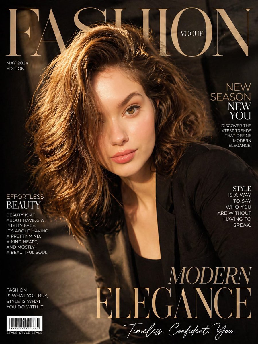 GPT image 2 on ChatGPT 

PROMPT 👇
Ultra-realistic cinematic fashion magazine cover featuring the uploaded woman (strict identity lock — preserve exact facial features, skin tone, hair texture, and natural beauty with high fidelity).
She is styled in a modern elegant black outfit