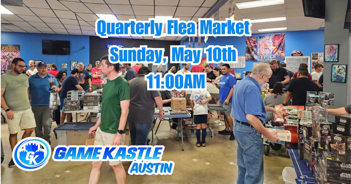Game_Kastle_Aus's tweet image. Our next Flea Market is coming up on Sun, May 10th at 11:00am! This is a great chance to find deals on used or out of print tabletop games, board games, miniatures, and more! We are SOLD OUT of vendor tables!

#austin #atx #austintx #tabletop #miniatures #boardgames #rpg #hobby