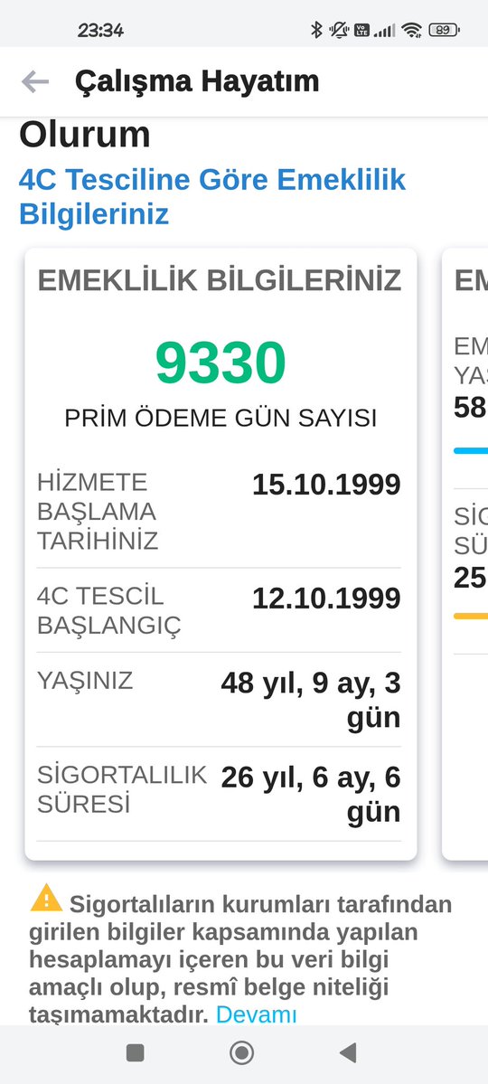Hanımefendiden BEŞ yaş büyüğüm prim gün sayım 9330 ,27 YIL dır ara vermeden çalışıyorum.Emeklilik için daha DOKUZ yılım var!! Sebep olanların veballeri boynuna ve benim de hakkım helal değildir x.com/i/status/20480…