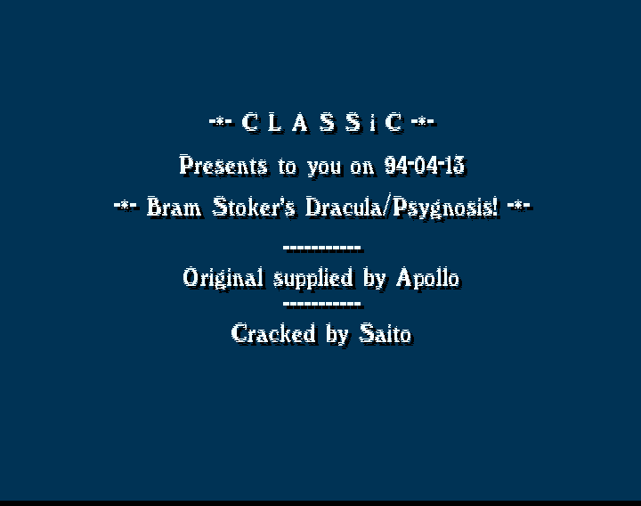 CracktroBot's tweet image. Marble Madness - Secret Level (1986) - Crack: Electro - #Commodore64
Mighty Bombjack (1990) - Crack: Skid Row (SKR) &amp;amp; Fairlight (FLT) - #Amiga
Battle Chess II - Chinese Chess (1992) - Crack: Skid Row (SKR) - #Amiga
Dracula (1991) - Crack: Classic (CLS) - #Amiga