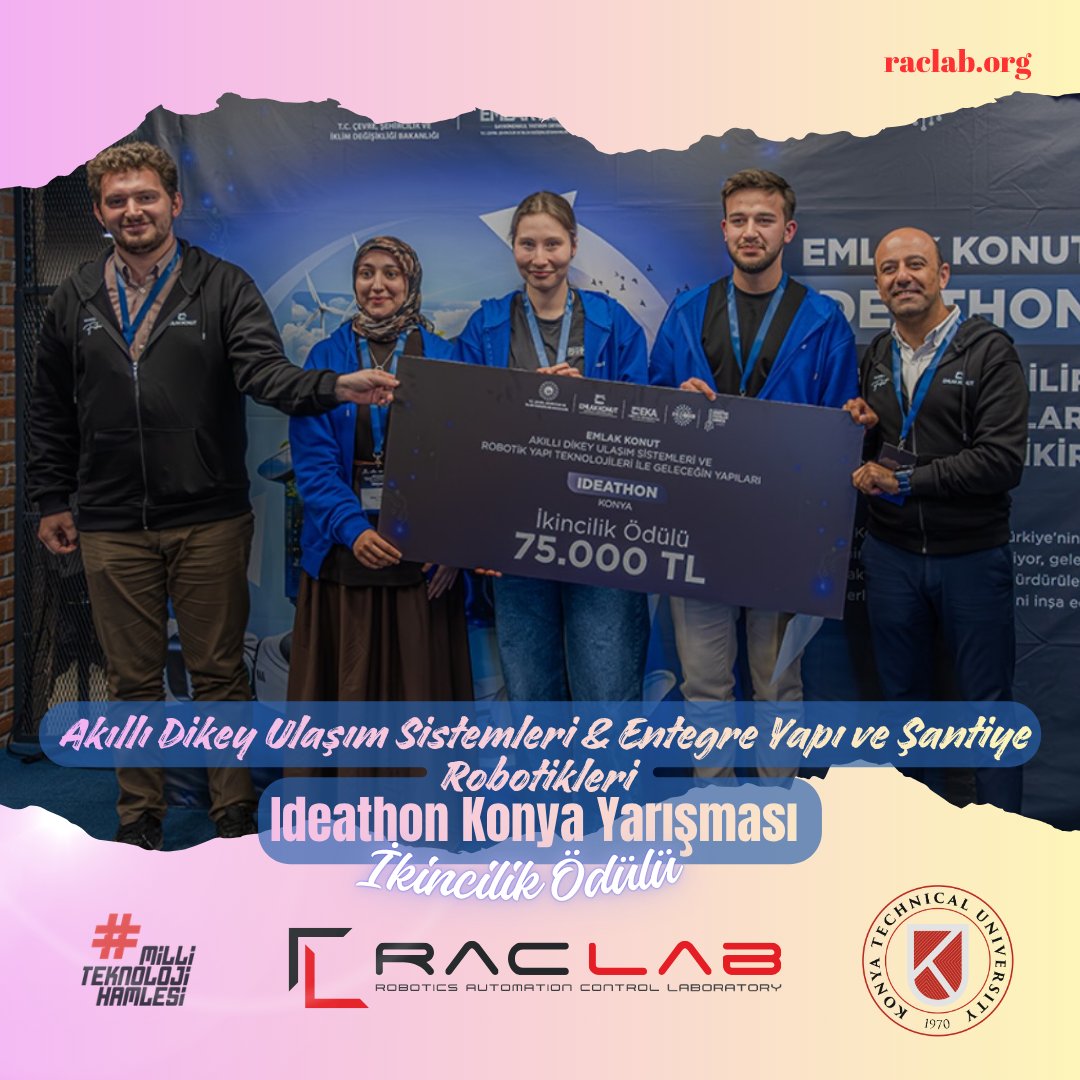 KtunRacLab's tweet photo. Emlak Konut GYO tarafından “Akıllı Dikey Ulaşım Sistemleri &amp; Entegre Yapı ve Şantiye Robotikleri” temasıyla düzenlenen Ideathon Konya’da, RACLAB ekibinden Seher Tiryaki ve Ece Erkmen geliştirdikleri projeyle ikincilik ödülünü kazandı.

Geleceği tasarlamaya devam! 

#RACLAB https://t.co/ZiQ4F9ZJUE