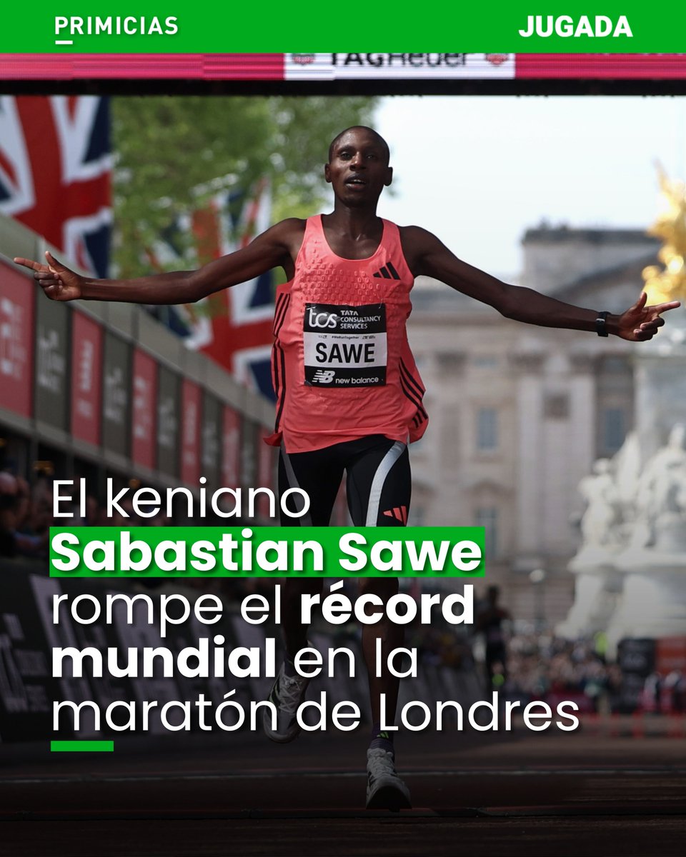 Jugada_Ec's tweet image. #VIDEO | ¡Histórico! El keniano Sabastian Sawe rompió el récord del mundo en un maratón oficial al vencer en Londres, con un tiempo de una hora, 59 minutos y 30 segundos. ➡️ primicias.ec/deportes/mas-d…