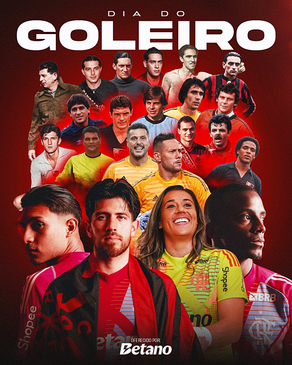 Flamengo's tweet photo. Ao longo da nossa história, inúmeros goleiros e goleiras tiveram a missão de defender a nossa meta. Hoje é dia de celebrarmos todos e todas que vestiram nosso manto com raça, amor e paixão e que nos ajudaram a conquistar vitórias e títulos com suas defesas!

Dia 26 de Abril - Dia do Goleiro 🧤

#dataespecial