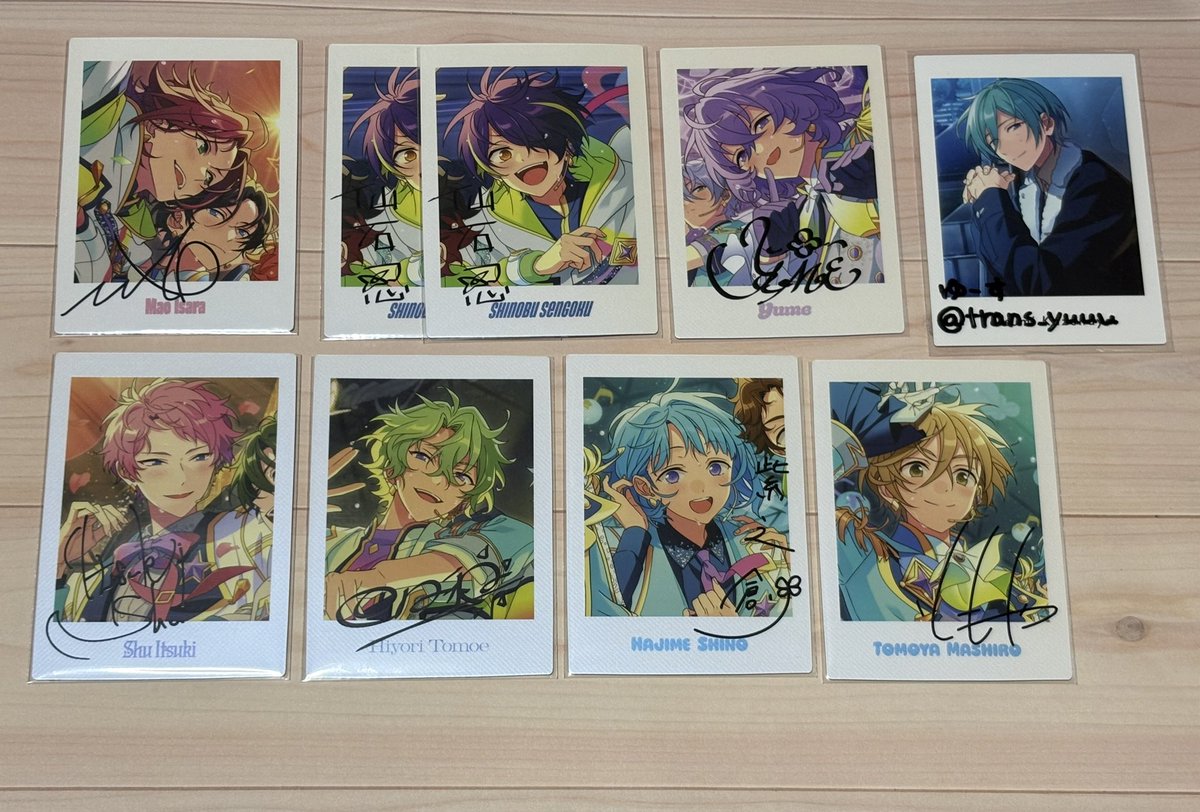 trans_yuuu's tweet photo. 【交換】あんスタ 10周年 アニメイト フェア
特典 ぱしゃっつ

譲→周年:★凛月、★レオ、司、真緒、忍、ユメ、宗、★日和、創、友也
特典:★零、アドニス、ニキ、舞珠、エス、ライカ、マヨイ
求→周年:巽、一彩1、みか1、燐音1
特典:チトセ、燐音1
↓ https://t.co/GIFLa6sQKj