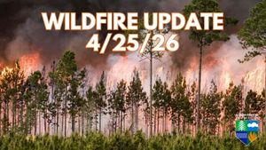GaTrees's tweet image. 🔥 Wildfire Update – Georgia

Yesterday, the Georgia Forestry Commission responded to 15 new wildfires, burning 21.96 acres statewide.

This does not include:
• The Pineland Rd Fire, now estimated at 32,003 acres and 10% contained
• The Highway 82 Fire in Brantley County, now