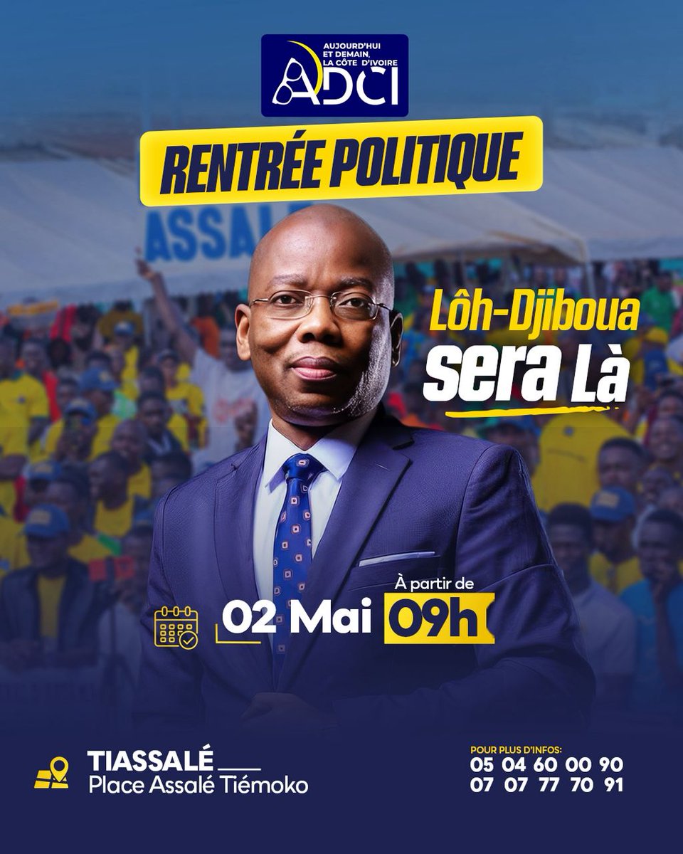 « Double Djem's ! »
On sera là. Le 2 mai à Tiassalé Abobo &amp; le Lôh-Djiboua seront là. 

Et toi ? 
#AvecAssaléTiémoko