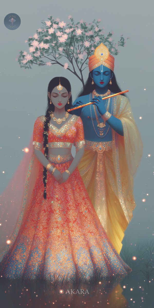 Akara__1's tweet image. In divine melody, hearts unite 🎵 The flute's sacred song dissolves all boundaries between lover and beloved, echoing through eternity's garden where souls dance as one.

#RadhaKrishna #DivineLove #SacredArt #Spirituality #AkaraArt