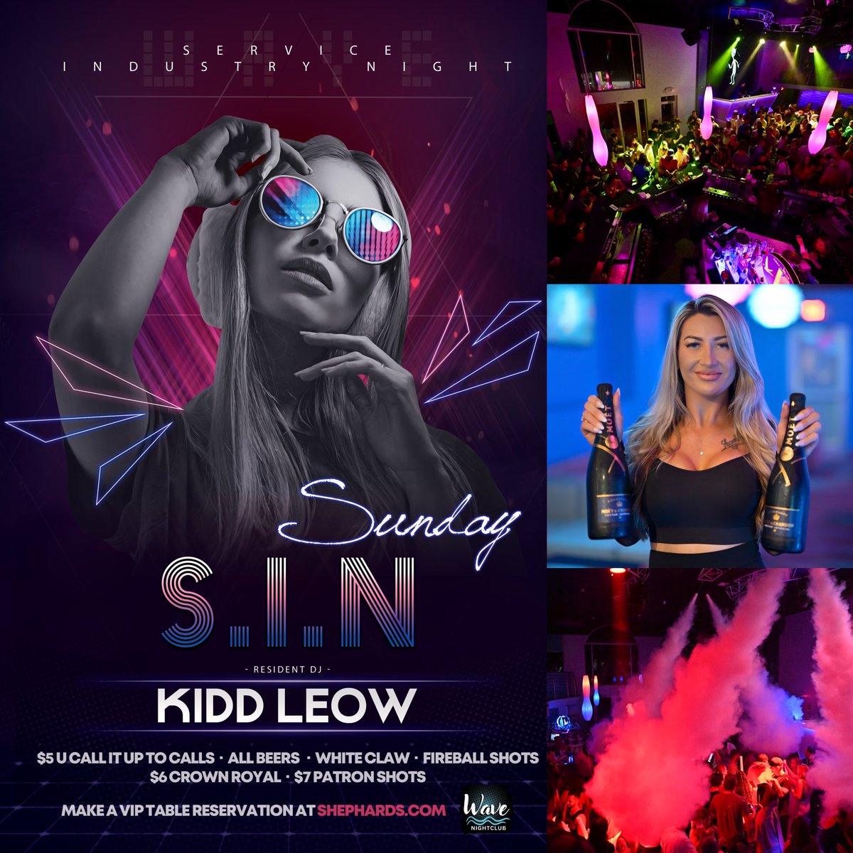 ShephardsResort's tweet photo. Join us for Service Industry Night at The Wave Nightclub 🍸 where everyone gets $5 U-Call-It drinks — including all beers, White Claw, and Fireball shots. Plus, enjoy $6 Crown Royal and $7 Patrón shots all night.

The party starts at 10PM with @VJKiddLeow 🎧 video mixing all the hits — and there’s NO COVER.

Make a VIP bottle 🍾 service reservation at https://t.co/nzSe8izOLh or call (727) 442-5107.

#clearwaterbeach #florida #tampabay