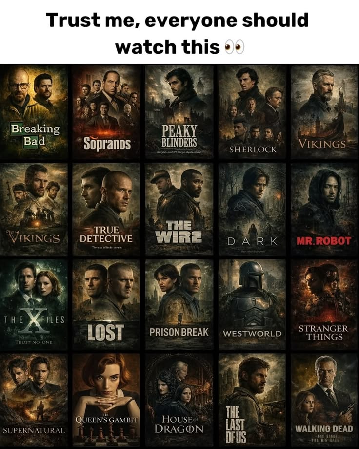 Top 3 series recommend to watch 🔥🔥🔥🔥🎬🎬🎬

🥇 Breaking Bad
🥈 The Wire
🥉 Peaky Blinders

1. Breaking Bad — ⭐ 9.8/10
2. The Sopranos — ⭐ 9.5/10
3. Peaky Blinders — ⭐ 9.2/10
4. Sherlock — ⭐ 9.1/10
5. Vikings — ⭐ 8.8/10
6. True Detective — ⭐ 9.0/10
7. The Wire — ⭐