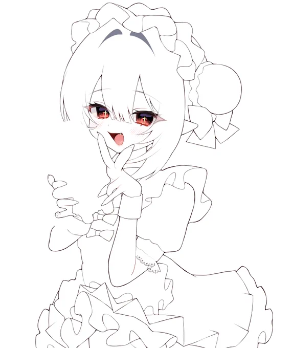 この前のこの絵も髪の描き方まじでこのやり方です(再掲すまん) 楽だしたのしいദി ᷇ᵕ ᷆ )