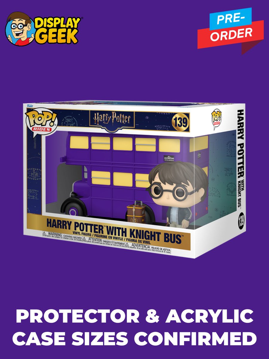 DisplayGeek's tweet image. Protector size confirmed and available for pre-order: Pop! Rides Harry Potter with Knight Bus (Now in 0.60mm Protector* OR 3mm Custom Acrylic Case!) 

*(ETA Mid-May 📦 Acrylic Case available now!) 

#DisplayGeek #Funko #HarryPotter #WizardingWorld
