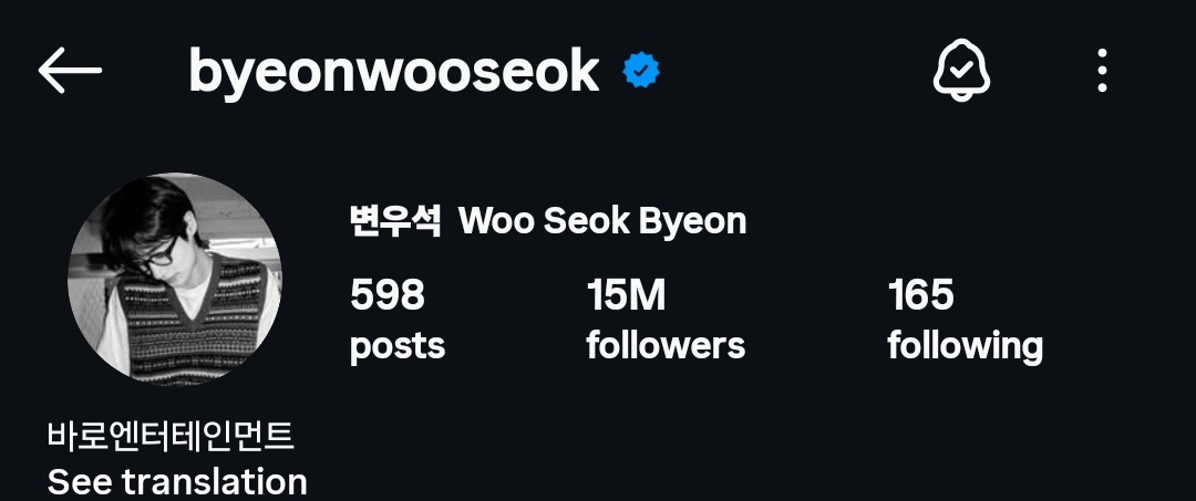 byeon wooseok just hit 15M followers on instagram! he gained another 1M in less than a month!