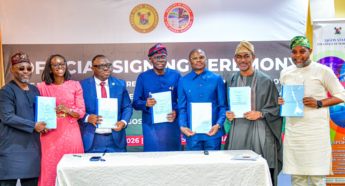 Asklasg's tweet photo. Lagos, 3 Firms sign PPA to boost energy supply

Lagos State government has signed a Power Purchase Agreement, PPA, with three electricity generating companies  to boost energy supply in the state.

The signing agreement was witnessed by Governor Babajide Sanwo-Olu at the Lagos House, Marina with the Commissioner for Energy and Mineral Resources, Abiodun Ogunleye signing for the state government.

While Mainland Power Limited and  Akute Independent Power Plant had been operating in the state, Fenchurch was a new partner. They were three out of the four Independent Power Plants, IPP, currently operating in the state.

Speaking after the signing ceremony, @jidesanwoolu  urged all the partners to keep to the sanctity of the agreements, exhibit commitment and uphold professionalism to make the projects viable and improve the lives of residents.

“This agreement is about the people and how easily we can solve problems. Let's keep promises from both sides. When people benefit, it makes life easier. This is the beginning of reforms we are seeing in the energy sector,” Sanwo-Olu said.

The Commissioner for Energy and Mineral Resources, Abiodun Ogunleye described the agreement as a move to increase power generation and revitalize dormant assets to provide renewal power supply to Lagosians.

He added that the three companies already have a combined generating capacity of 60MW noting that with the agreement, they can scale up to over 200 to 400MW in two or three years without draining the treasury but competing in the market place to provide sustainable energy to our citizens.

Ogunleye further said  the Mainland Power Limited  which handles Ikeja GRA plant has an installed capacity of up to 8.8MW and a contracted capacity of 5.8MW and  serves a wide coverage area stretching from Ikeja to Oshodi providing power to key public infrastructure such as Lagos State University Teaching Hospital, LASUTH, Lagos State Urban Renewal Agency, LASURA, and other  strategic substations within the state’s power network.

The Commissioner added that the Akute Independent Power Plant now to be handled by Fenchurch Power Limited has contracted capacity of 26MW and is being repositioned as a major energy hub for Lagos State.

Though previously moribund for the past five years, Ogunleye noted that the plant is now being resuscitated through a comprehensive rehabilitation, upgrade, and long-term operational agreement and  will provide power to surrounding communities including Adiyan Water Works.

For the Island corridor, the commissioner said the Viathan Engineering  which is incharge of the Island Power Limited / Peninsula Integrated Power Project has a combined installed capacity of 21MW, comprising 6MW at Lekki and 15MW at Marina, and will provide power to public infrastructure, including the Lagos State Government House, the deputy governor’s residence, and key health facilities such as Lagos Island General Hospital, Odan, and Lagos Island Maternity Hospital.

The partners commended the Babajide Sanwo-Olu administration for setting the pace for Infrastructural development in the country, thereby sending clear signals to investors that Lagos is a viable environment to improve the energy ecosystem.