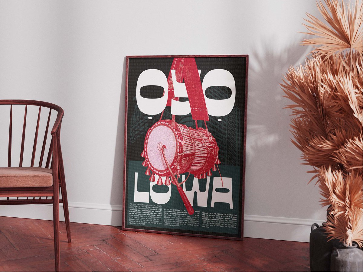 Typographic poster study. (OYO).
Inspired by Oyo State and the talking drum.

Every rhythm is personal. Every choice is yours.

You are ON YOUR OWN.