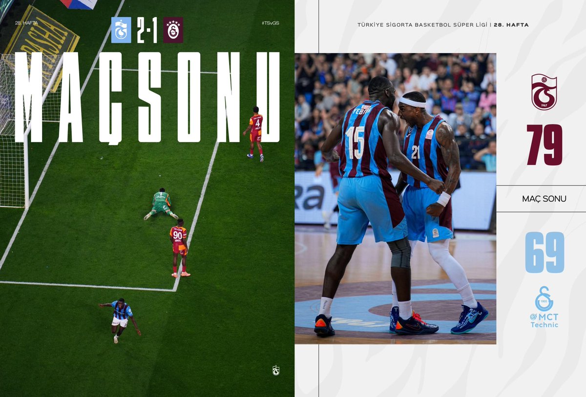 ✅ SÜREKLİ GALATASARAY'I YENİYORUZ! 

Trabzonspor 4 Nisan'da Trabzon'da oynanan derbide Galatasaray'ı futbol dersi vererek 2-1 yenmişti. Bugün de Trabzonspor Basketbol takımı, Galatasaray'ı 79 - 69 mağlup etti.