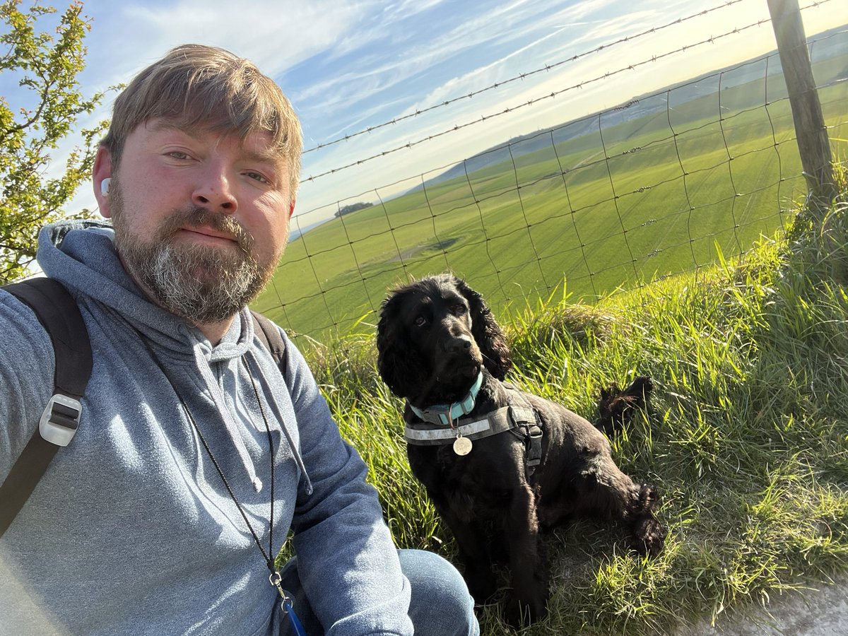 SamElliott89's tweet photo. Me and the bestie up the south downs for a 2hour walk before the heat hit #CockerSpaniel https://t.co/fjZFmj772p