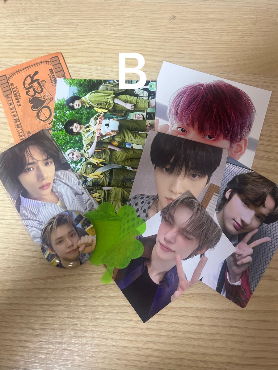 🌟투바투 5관왕 기념 이벤트🌟

-#rt + #follow 
-멘으로 A/B세트, 배부가능여부 
구성: 루저러버달러+범규시그포카+모아봉1,2 포카+2026시그 위버스샵특전+가시잠바 위버스샵 특전 뱃지+모아콘 네잎클로버 컨페티+공굿,비공굿
멤버만 다르고 구성은 같습니다
다음엔 더 좋은 이벤트로 돌아올게요❣️