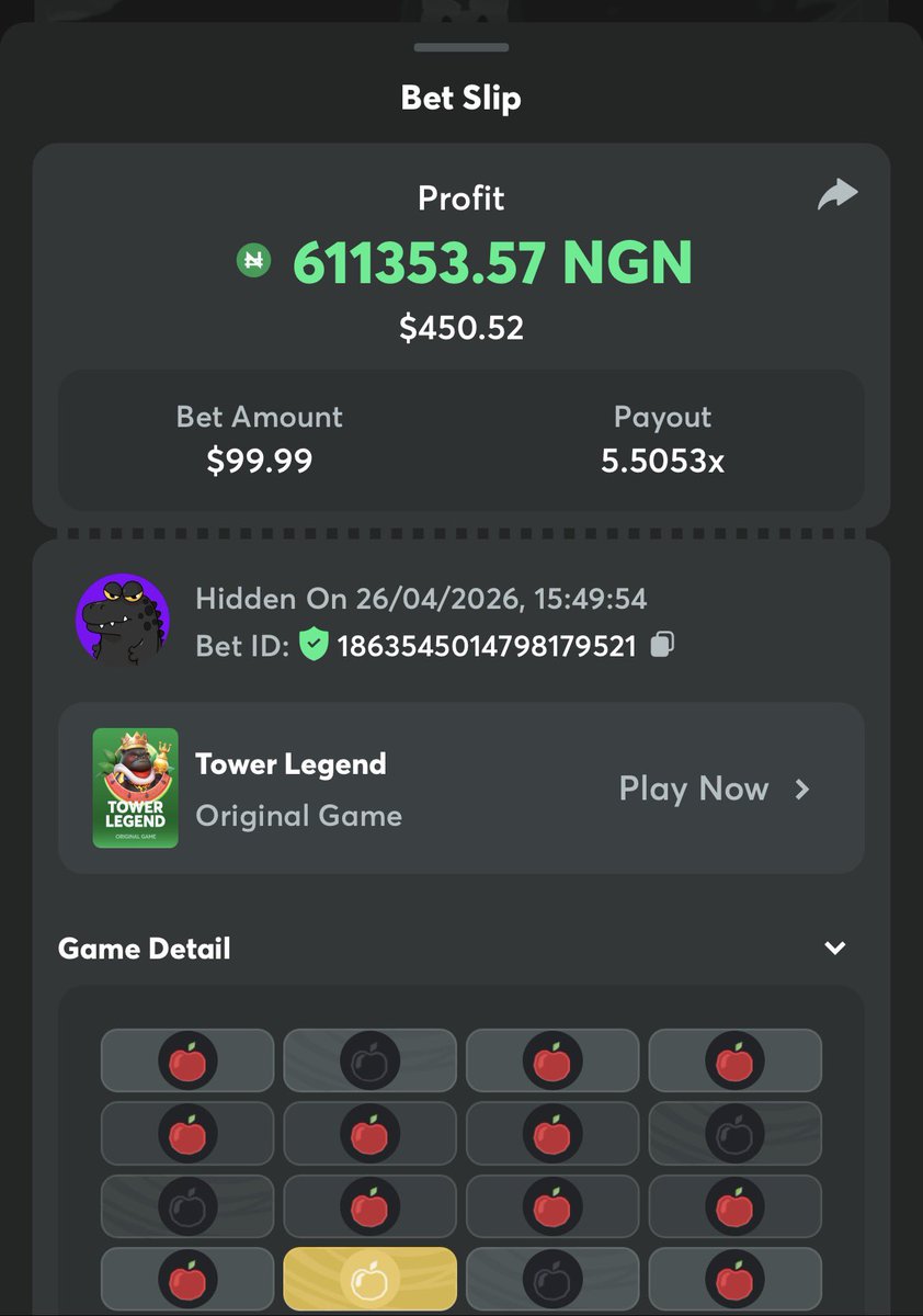 ObaDeleke's tweet photo. Tower legend on BC GAME

Create an Account on BC GAME 
👉🏽 https://t.co/dkBnPS15Bu https://t.co/oYR4CS1E98