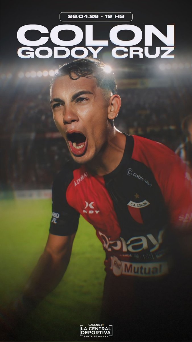 Hoy juega 🔴⚫️#Colón
🆚 #GodoyCruz
➡️ Fecha 11 - Primera Nacional
⏰️ 19.00 hs.
🏟️  Estadio Brigadier López 
👨‍⚖️ Bryan Ferreyra 
📻 Cadena 3 FM 101.7
📱 Youtube y App de <a href="/Cadena3Com/">Cadena 3 Argentina</a>