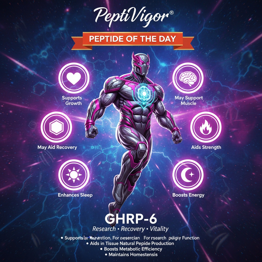 PeptivigorLab's tweet image. Emerging findings: Researchers are uncovering how GHRP-6 plays a role in growth hormone release pathways. Explore more at peptivigor.com—it's a game-changer for science enthusiasts. What's next in peptide innovation? #BioScience #HealthInnovation
