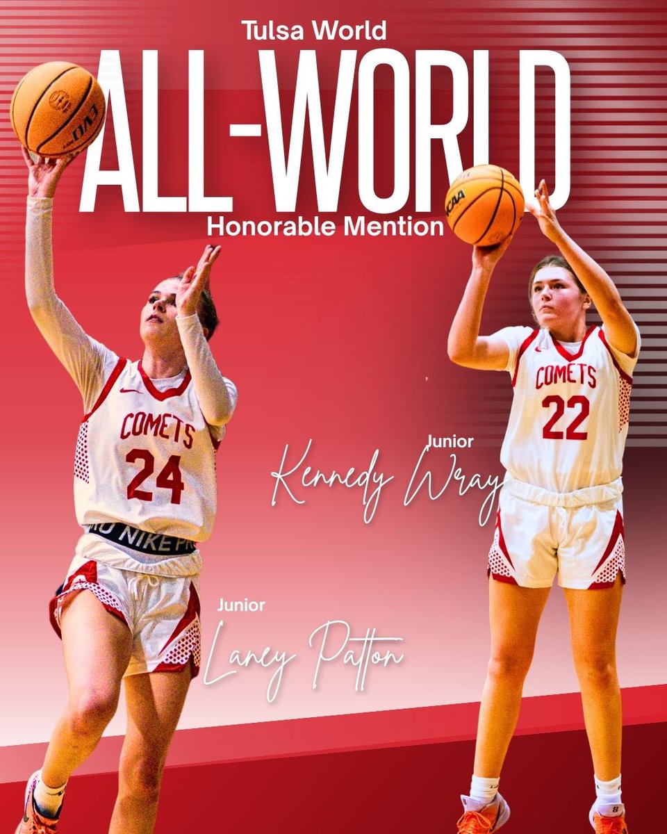 cometbkgb's tweet photo. Congratulations to Juniors Kennedy Wray and Laney Patton on making the Tulsa World All-World Honorable Mention! #impact https://t.co/i9nQNvVPCA