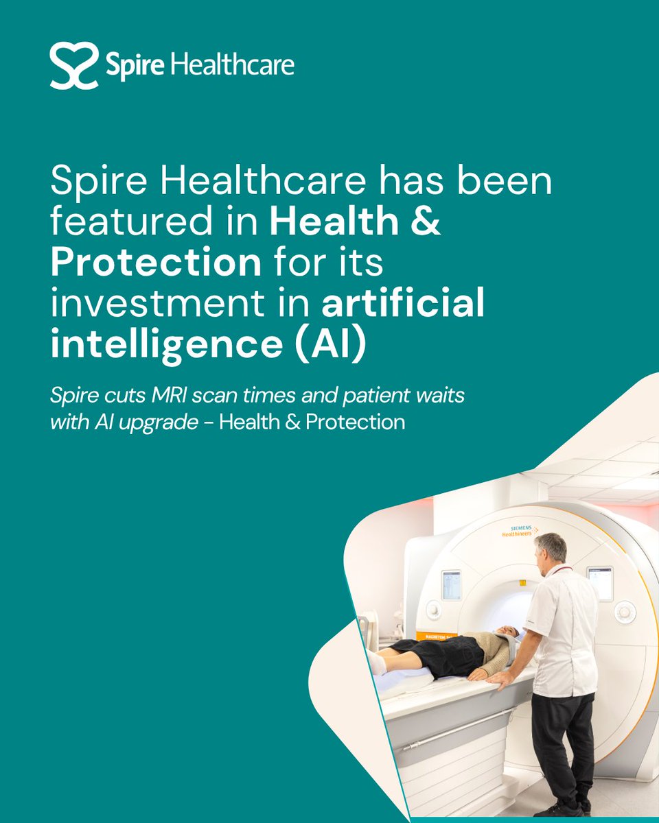 spirehealthcare's tweet photo. Spire Healthcare has been featured in Health &amp; Protection for its investment in artificial intelligence (AI).

Read more here ➡️: https://t.co/PzQyags2Tq https://t.co/qX3VgryMGU