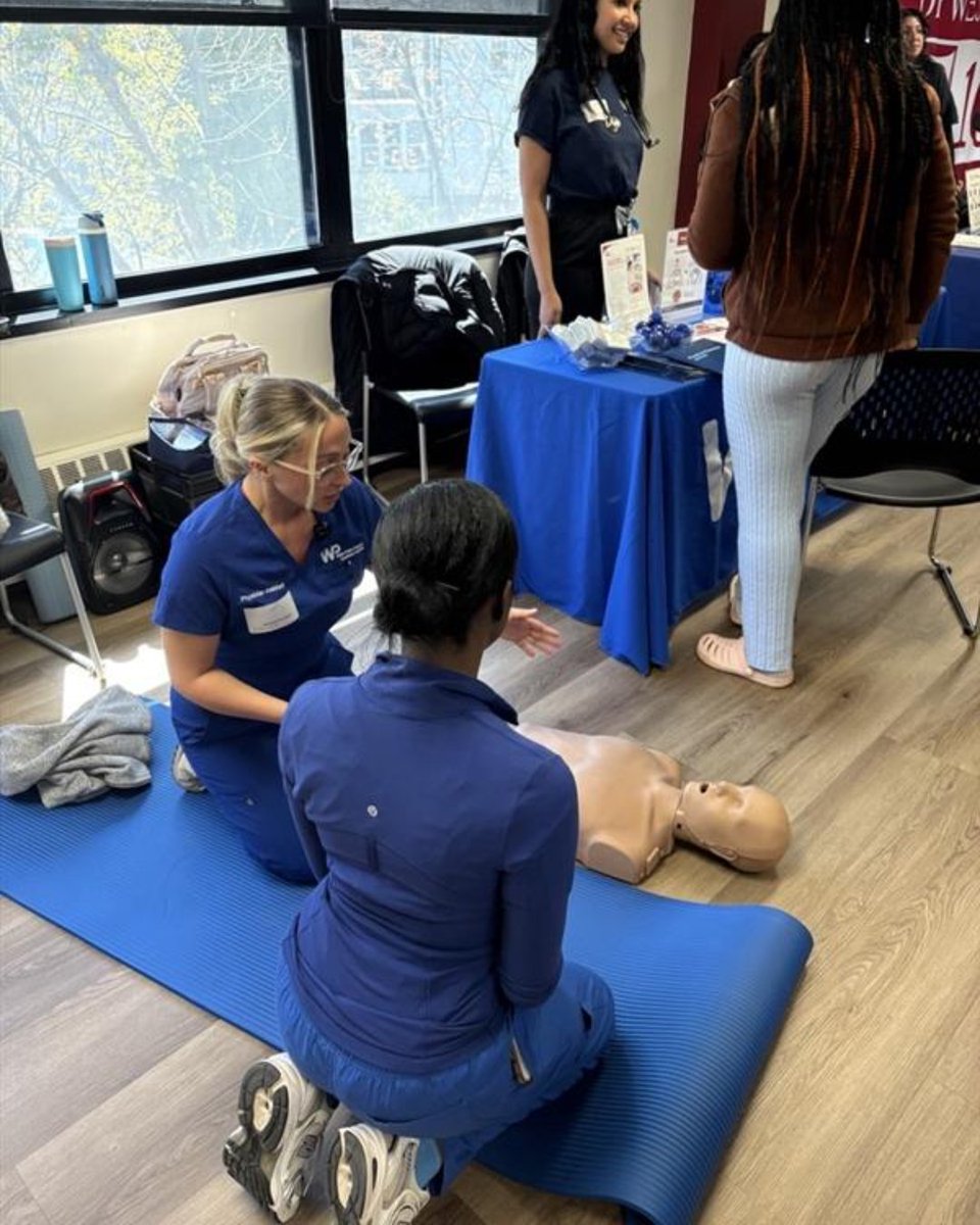 WPHospital's tweet photo. WPH recently participated in the College of Westchester Spring into Wellness Health Fair, providing blood pressure screenings and leading hands-on CPR demonstrations. We are proud to support opportunities that promote wellness and prevention for our community!

#WPHProud https://t.co/5E1dKFZK4D