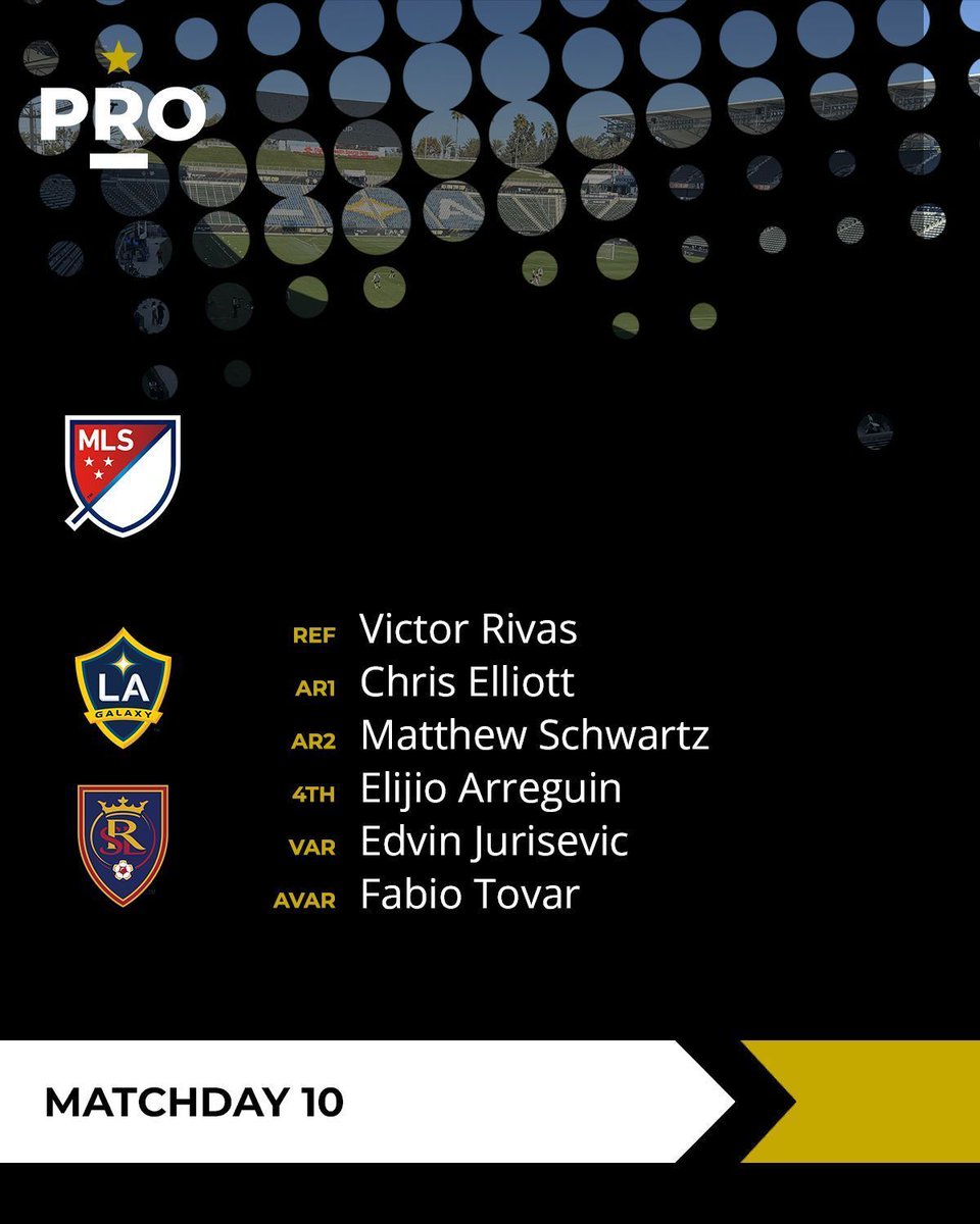 PROreferees's tweet image. ⚽ // @LAGalaxy vs @realsaltlake (7PM ET)

#PRO | #MLS | #LAGalaxy | #RSL