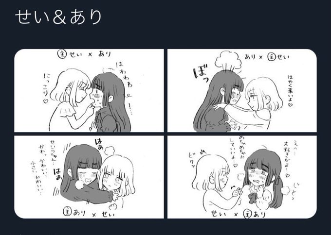 せいありともちゃんの名前を覚えたら次はカップリングの表記を覚えます

弊社は「攻め(いれる)」と「受け(いれられる)」に加えて「主導権」の概念を採用しており
・主導権を握ってる「主導攻め」
・主導権を握ってる「主導受け」
・主導権のない「攻め」
・主導権のない「受け」
の4役割があります 