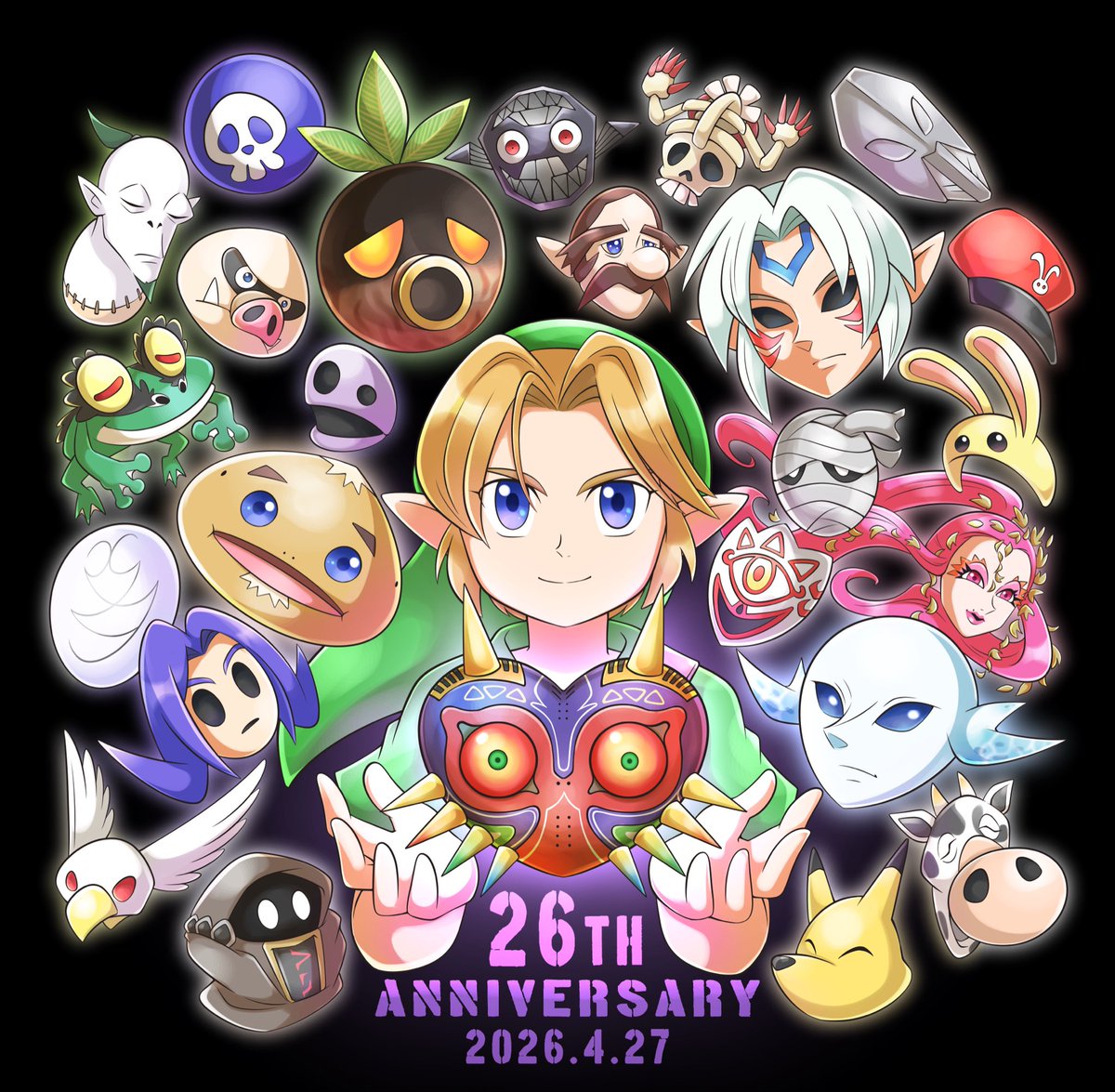 Bluefrog9090's tweet photo. ゼルダの伝説 ムジュラの仮面26周年おめでとうございます🎭それぞれのお面に懐かしい思い出たくさん！ #ゼルダの伝説 #ムジュラの仮面26周年 #Zelda https://t.co/ppQf5gp5pA