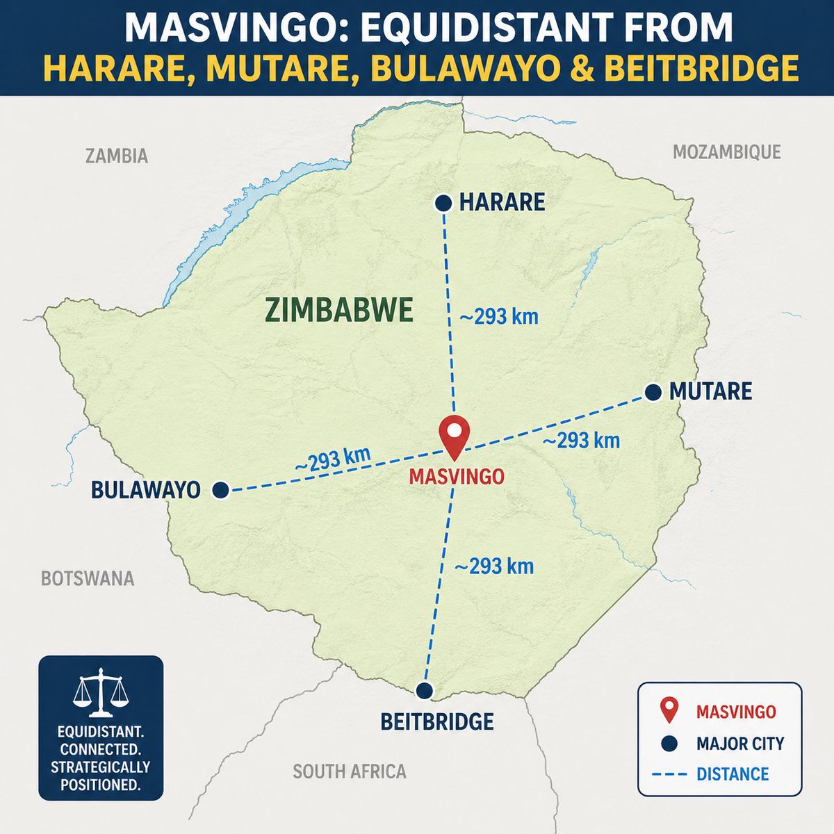MasvingoTourism's tweet image. 📍Strategically located at the heart of Zimbabwe, Masvingo connects the nation like no other.

Equidistant from Harare, Mutare, Bulawayo &amp;amp; Beitbridge — it’s the true hub of movement, trade &amp;amp; tourism.
🚗 Connected.
📦 Central.
🌍 Strategic.
#Masvingo #Zimbabwe #TravelZimbabwe