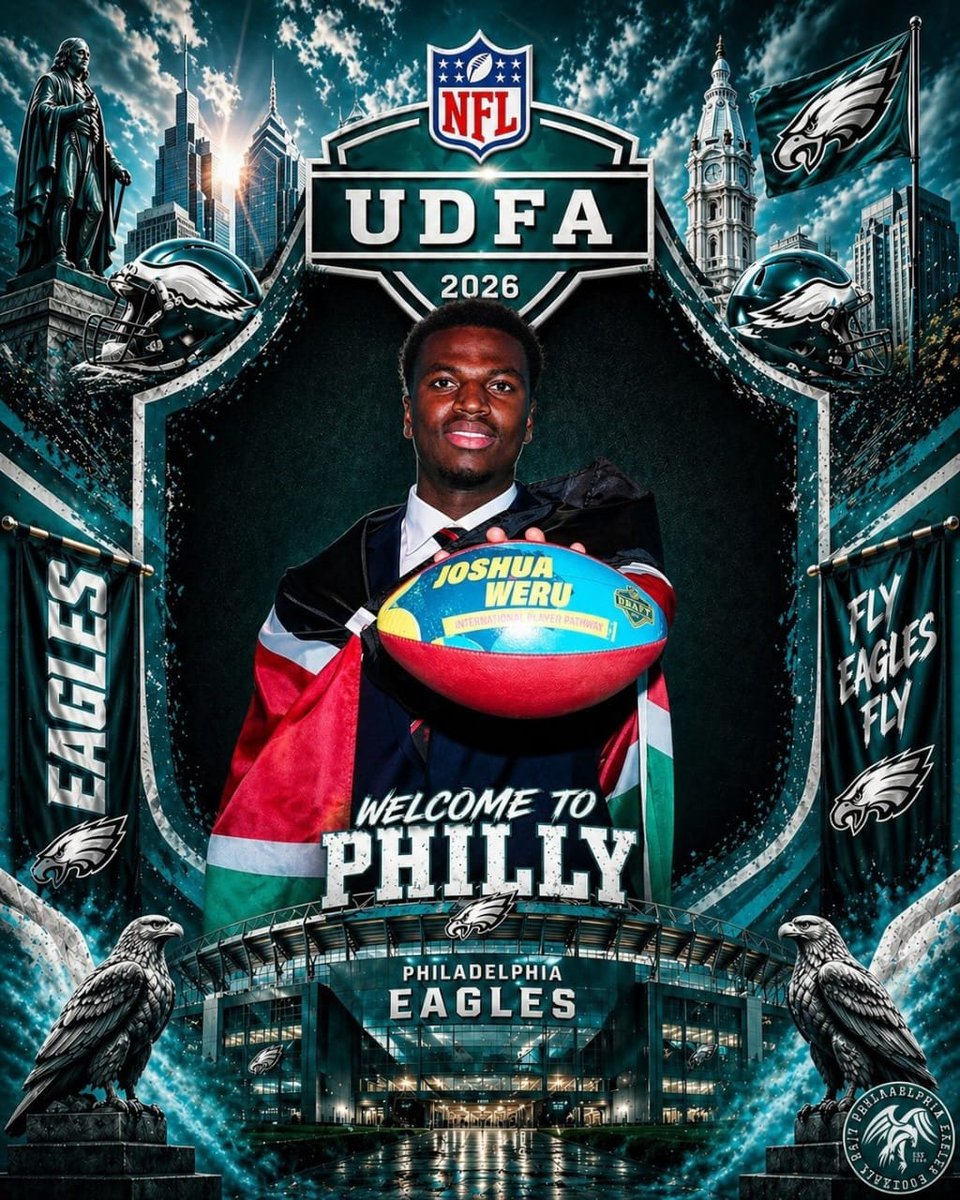 Kenyan Rugby player Joshua Weru has made a switch to National Football League, securing a move to the Philadelphia Eagles