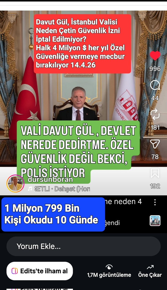 10 günde 1 Milyon 799 Bin Kişi oku <a href="/gul_davut/">Davut GÜL</a>
Haberini
<a href="/TC_icisleri/">T.C. İçişleri Bakanlığı</a>
<a href="/AdaletAkademisi/">Türkiye Adalet Akademisi</a>
<a href="/ihacomtr/">İhlas Haber Ajansı</a>
<a href="/halktvcomtr/">Halk TV</a>
<a href="/ahaber/">A Haber</a>
<a href="/istanbul_EGM/">İstanbul Emniyet Müdürlüğü</a>
<a href="/istvaliligi/">İstanbul Valiliği</a>
<a href="/DestekValilik/">İstanbul Valiliği Destek</a>
<a href="/abakingurlek/">Akın Gürlek</a>
<a href="/bekciotagi/">Bekçi Otağı</a>
<a href="/TBMMresmi/">TBMM</a>
<a href="/bbcturkce/">BBC News Türkçe</a>
<a href="/BuyukcekmeceKym/">Büyükçekmece Kaymakamlığı</a>
<a href="/AltinbasUniv/">Altınbaş Üniversitesi</a>

instagram.com/reel/DXHmSsgCE…
