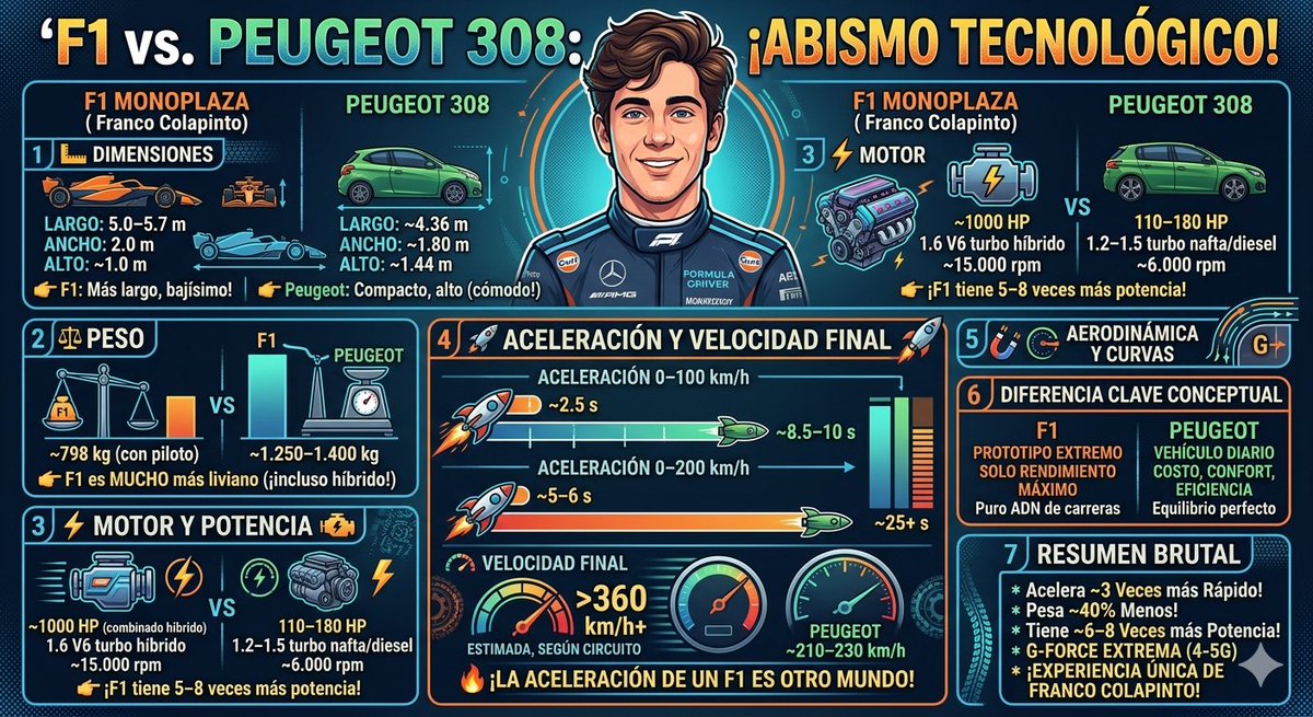 cig21's tweet photo. Viendo la exhibición de Colapinto y las preguntas que hacian los periodistas, no son capaces de poner una infografia de 2 minutos con ChatGPT y Nano Banana, asi que le tiramos los datos y salio esto. https://t.co/E8a8CikYQP
