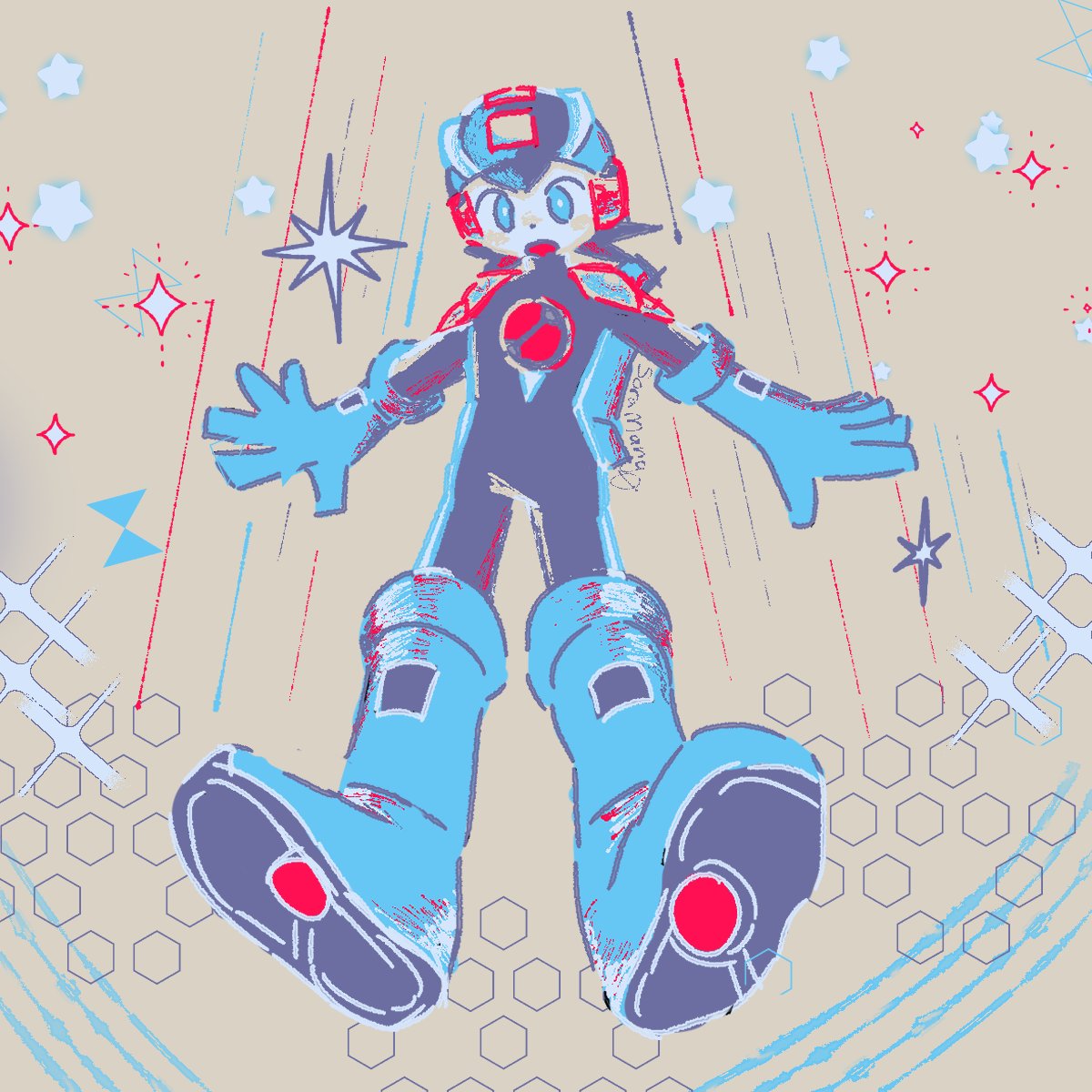 Rema_non7's tweet image. DOODLE
 in a artblock right now
#megaman #MMBN