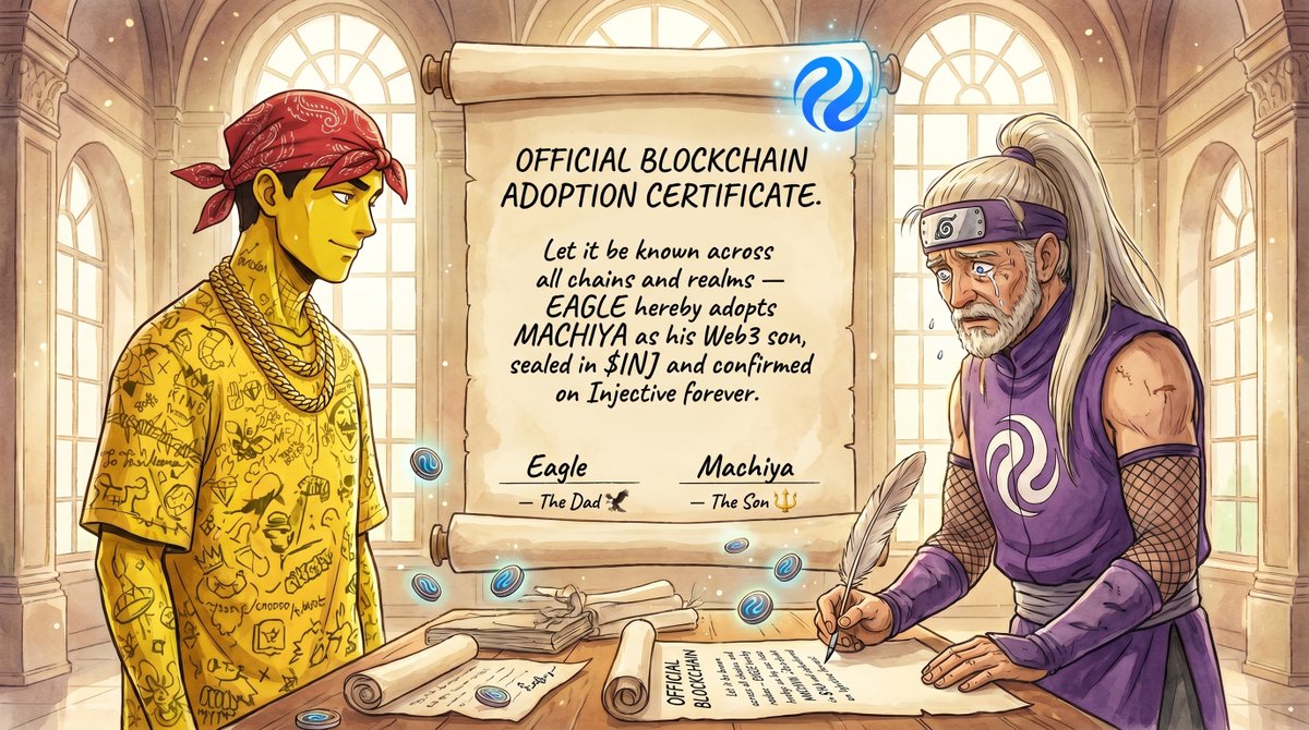 bmw67_PRMR's tweet image. The adoption papers have been signed 
@shoukat_inj (ageless king) officially adopts @MachiyaNFT (eternally young son)

Signed on-chain - infront the $INJ witnesses.
No take-backs.

Congratulations to this beautiful family 
#Injective #Web3Family