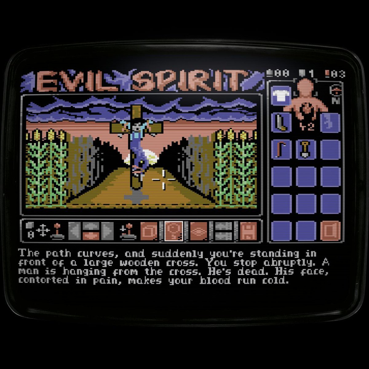 polyplay_xyz's tweet image. »Evil Spirit« is a graphic horror adventure for the #Commodore64 by Windogo Productions with an atmospheric soundtrack, in which players must solve tricky puzzles and fight for their very survival. 
The game is now available for pre-order: rtro.de/evilspirit 
#c64 #adventure