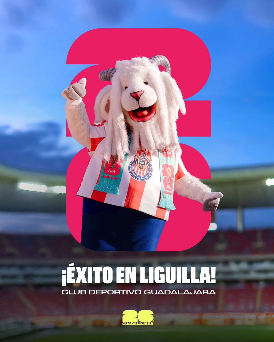 Gdl2026's tweet image. ¡Mucho éxito en la recta final del Torneo Clausura 2026, @Chivas! ⚽️🇲🇽

#SomosGuadalajara #Somos26 #FIFAWorldCup
