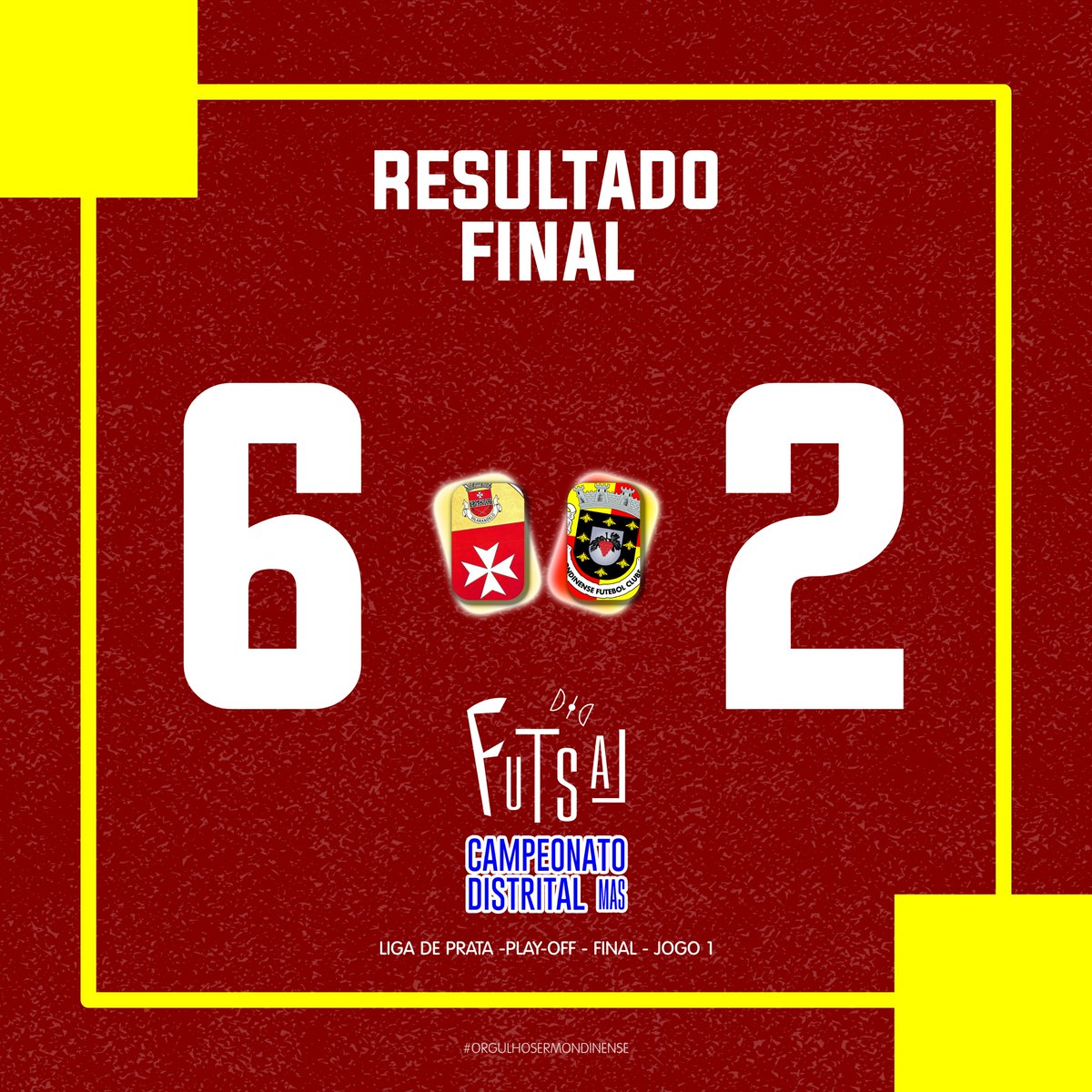 🏁 RESULTADO FINAL 💛❤️⚽️💪
.
🏆 CAMPEONATO DISTRITAL DE FUTSAL SÉNIOR MASCULINO
.
LIGA DE PRATA - FINAL - JOGO 1
.
⚽ Vilarandelo 🆚 Mondinense
..
.
#desde1924
#orgulhosermondinense