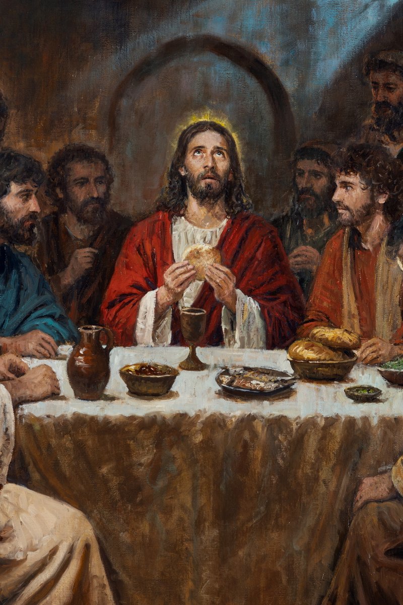 Raul_Berzosa's tweet photo. Al detalle una de las nuevas obras que mostré en Semana Santa: "La Última Cena". 

Óleo sobre lienzo. 76,2 × 91,4 cm. 
Pintura realizada para la Casa del Peregrino San Juan Diego, perteneciente al Santuario de Nuestra Señora de Guadalupe, en La Crosse (Wisconsin, Estados Unidos). https://t.co/kAekjkeAE7