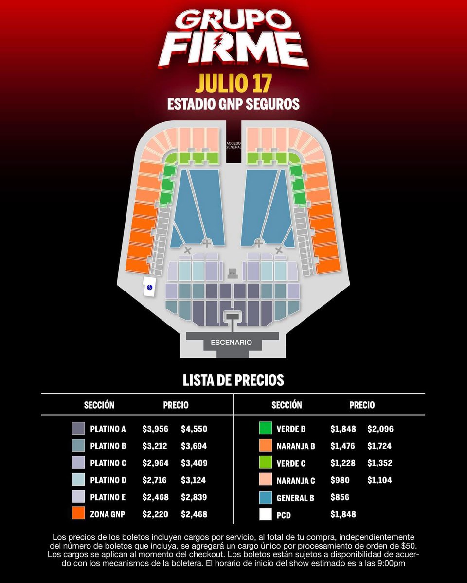Precios boletos grupo firme